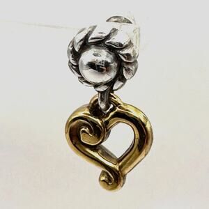 Brighton Two Tone Heart Dangle Drop Earring Jewelry Gold Silver Vintage Two tone